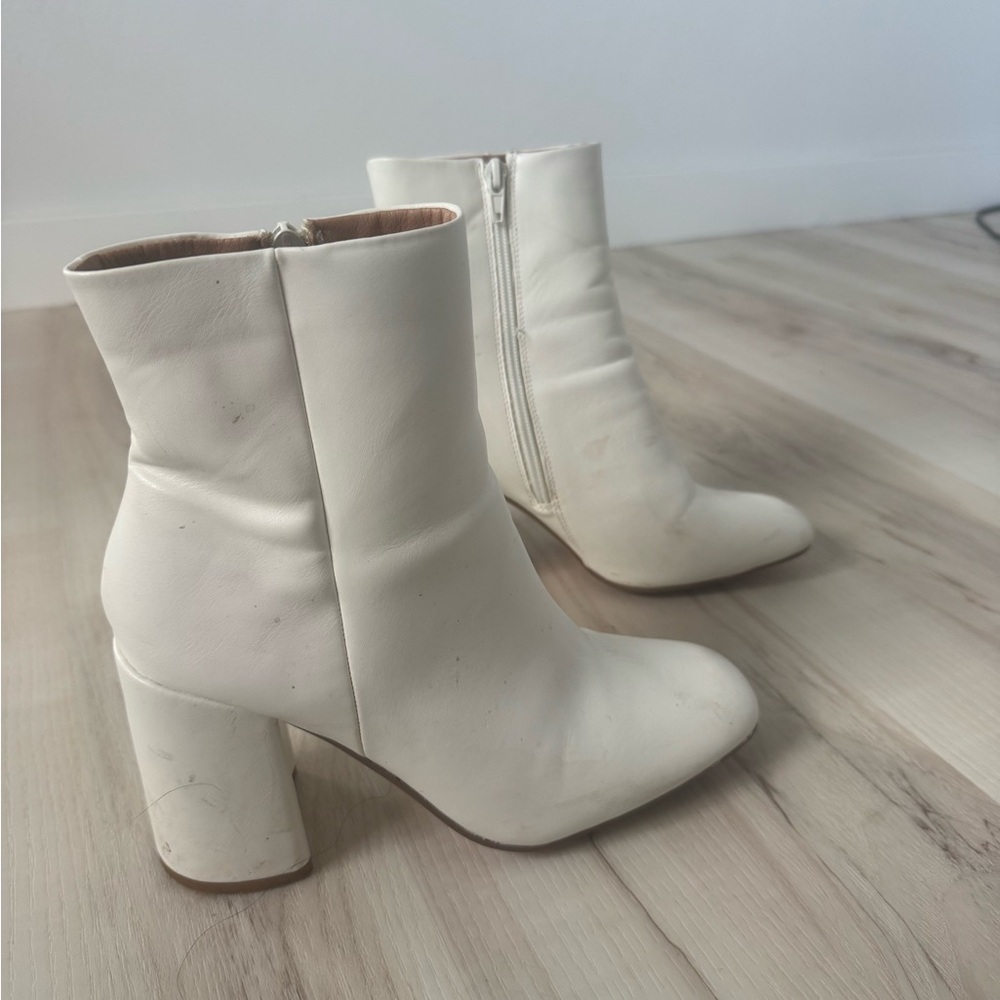 Madden Girl White Block Heel Ankle Booties
